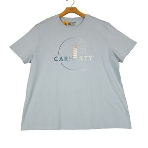 Carhartt Womens 1X Loose Fit Light Blue Short Sleeve Graphic T Shirt TK5600W